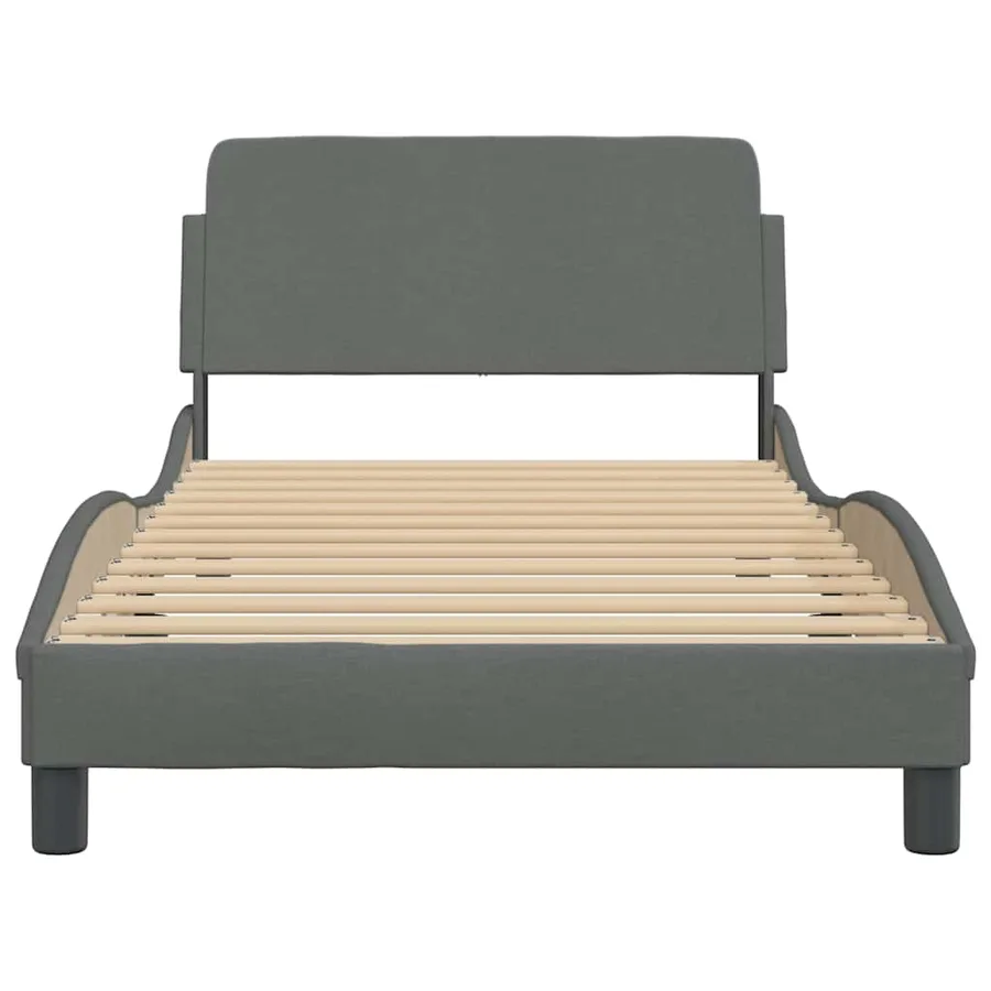 Cadre de lit Dover gris foncé 100x200 cm tissu - 4