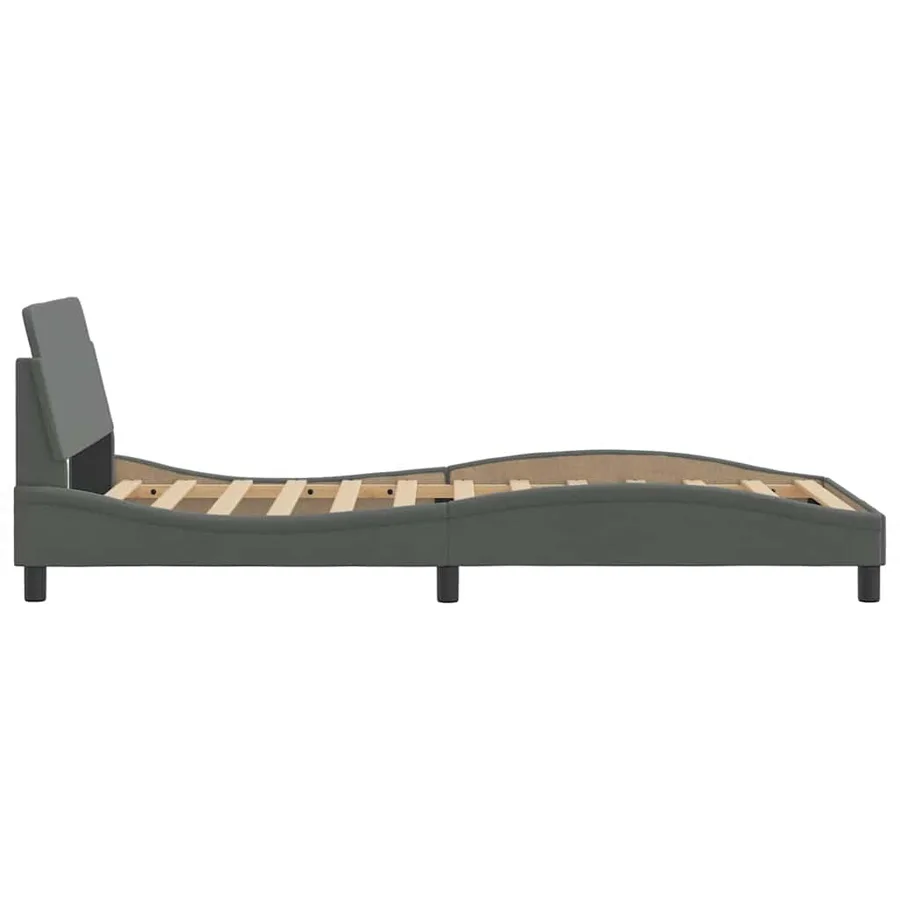 Cadre de lit Dover gris foncé 100x200 cm tissu - 5