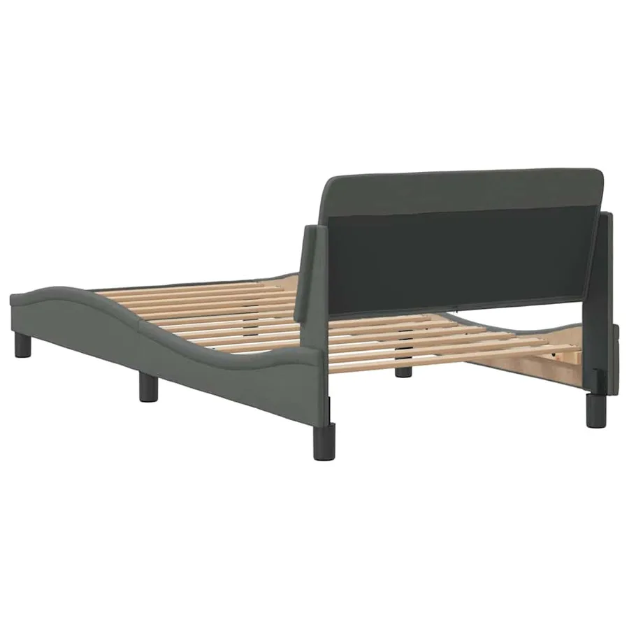 Cadre de lit Dover gris foncé 100x200 cm tissu - 6