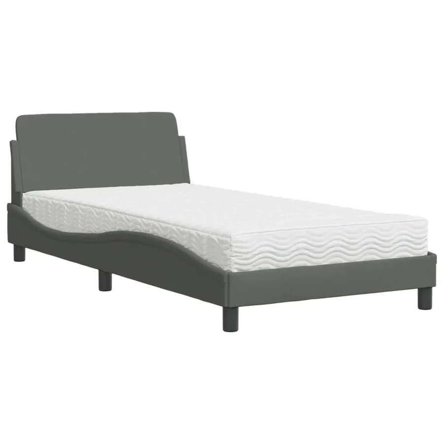 Lit avec matelas Dover gris foncé 100x200 cm tissu - 2