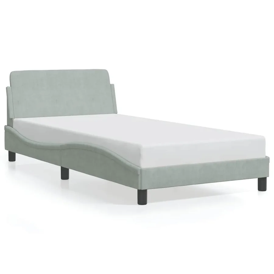 Cadre de lit Dover gris clair 100x200 cm velours - 2