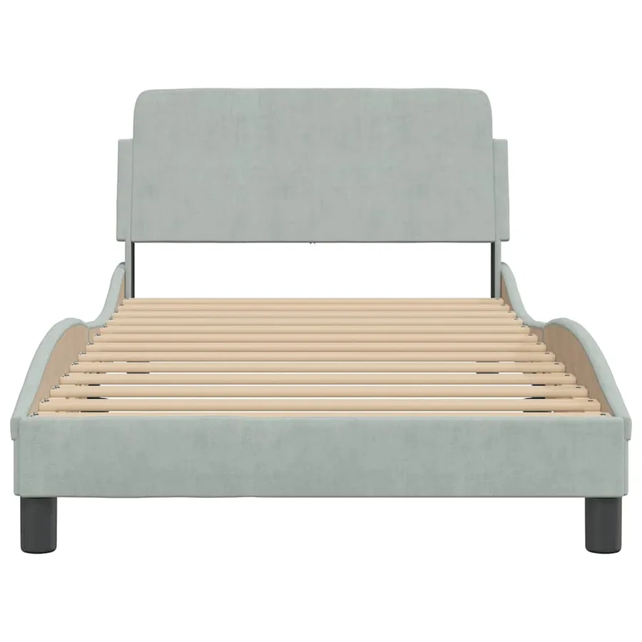 Cadre de lit Dover gris clair 100x200 cm velours - 4