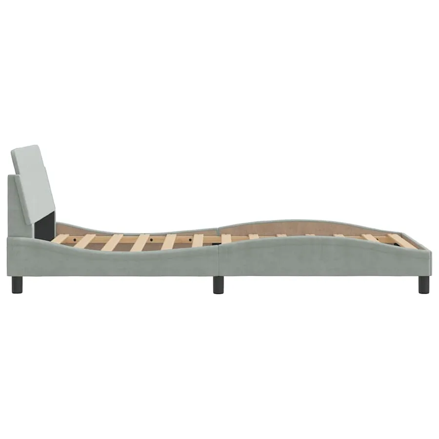 Cadre de lit Dover gris clair 100x200 cm velours - 5