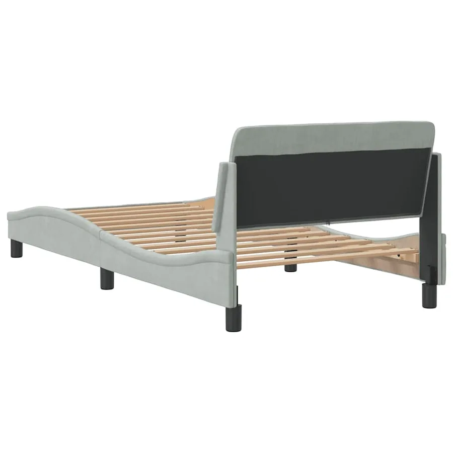 Cadre de lit Dover gris clair 100x200 cm velours - 6