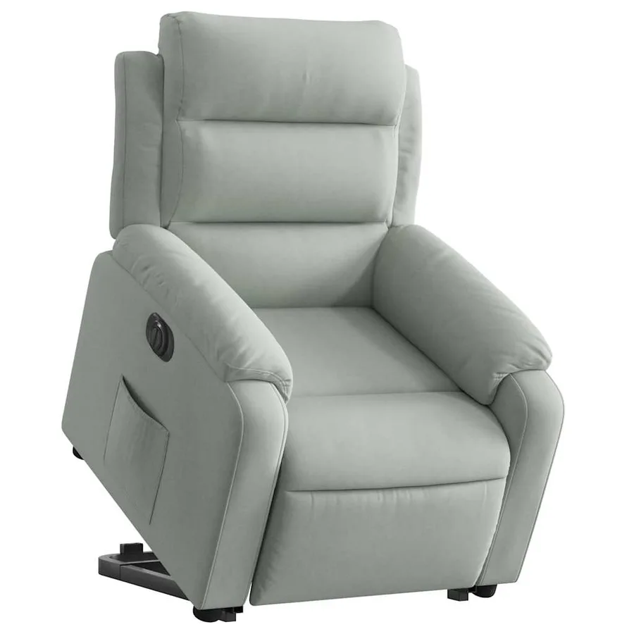 Fauteuil inclinable électrique gris clair velours - 3