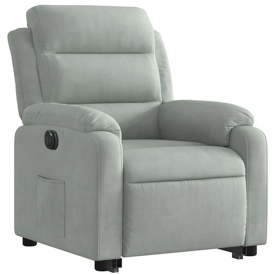 Fauteuil inclinable électrique gris clair velours - 4