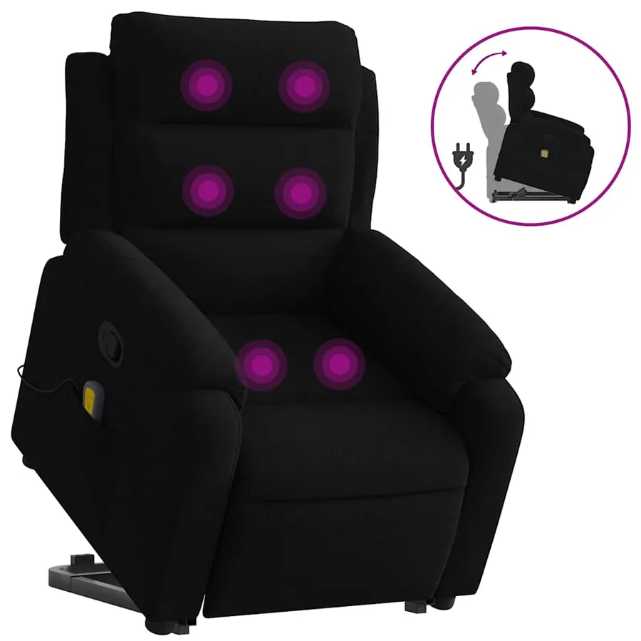 Fauteuil de massage inclinable Noir Velours - 2