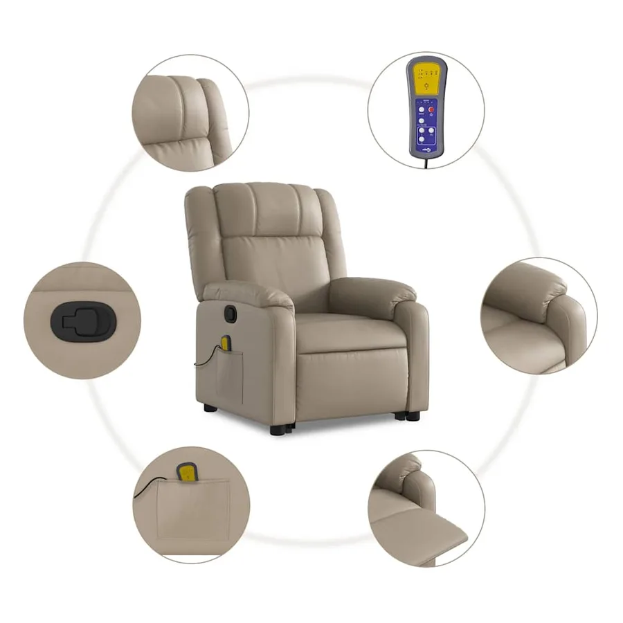 Fauteuil inclinable de massage Cappuccino Similicuir - 8
