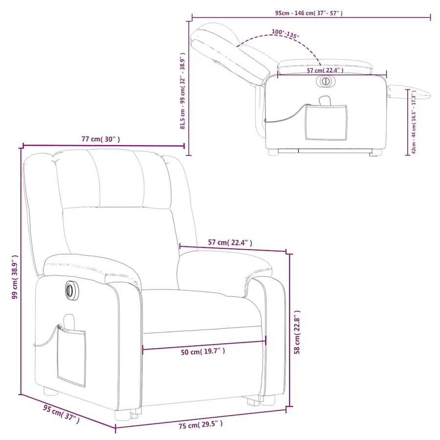 Fauteuil inclinable de massage électrique Gris clair Tissu - 17
