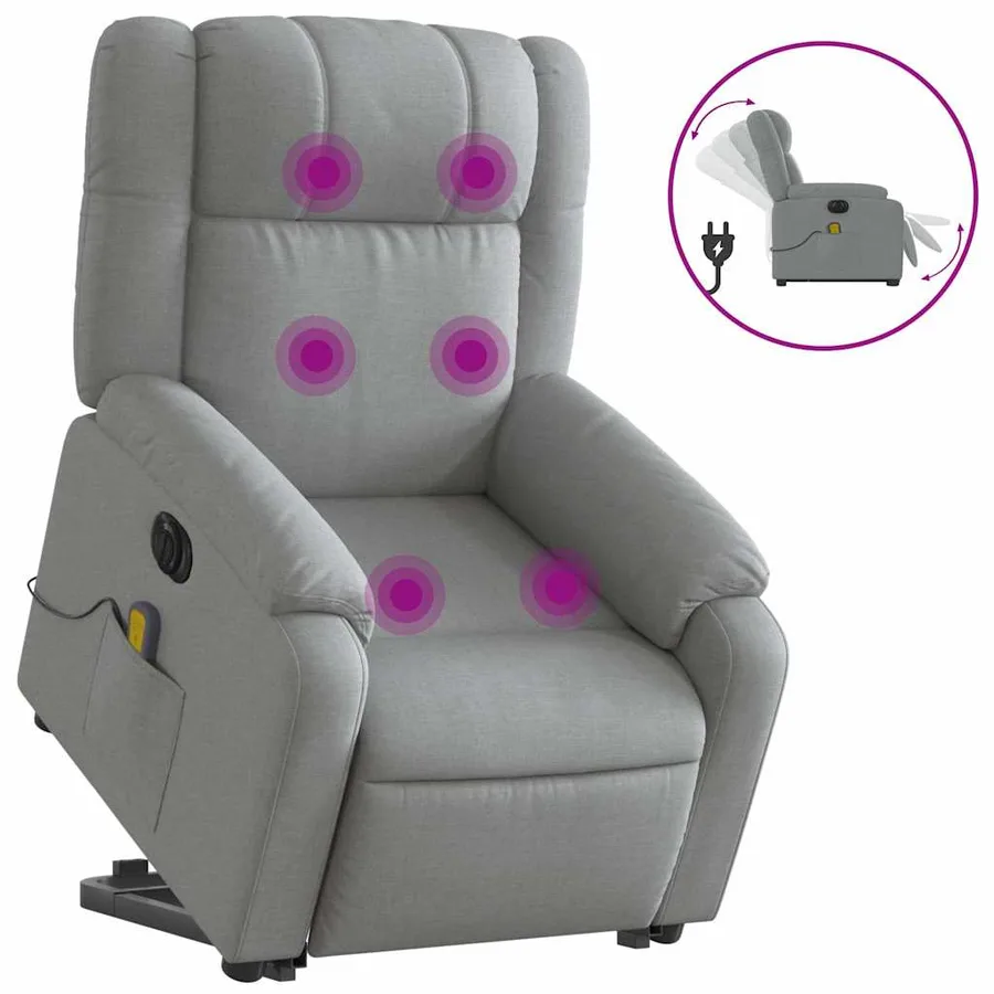 Fauteuil inclinable de massage électrique Gris clair Tissu - 2