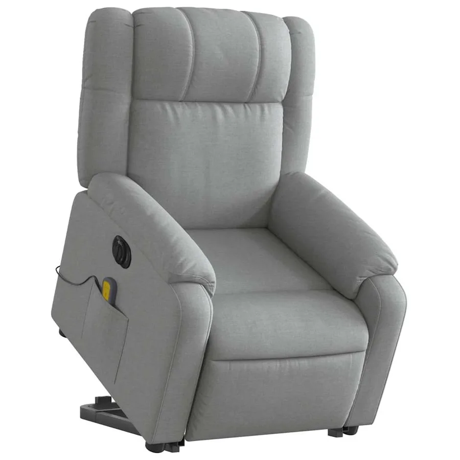 Fauteuil inclinable de massage électrique Gris clair Tissu - 3