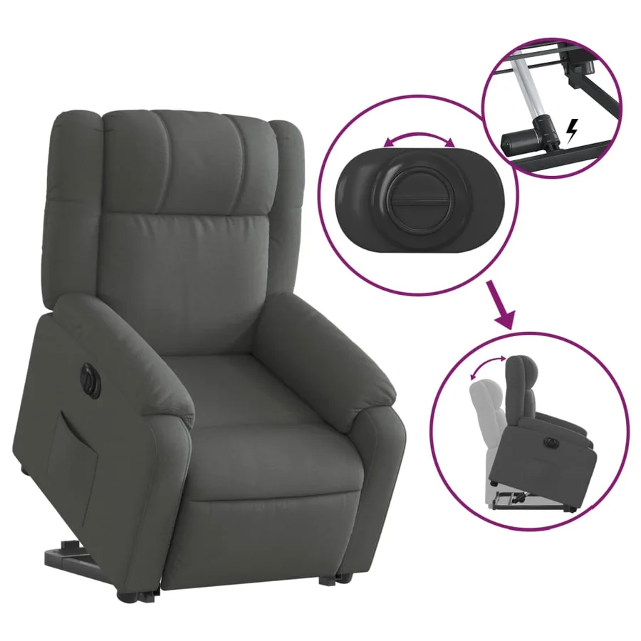 Fauteuil inclinable électrique gris foncé tissu - 11