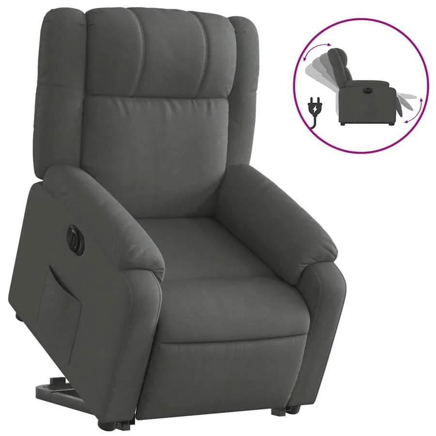 Fauteuil inclinable électrique gris foncé tissu - 2