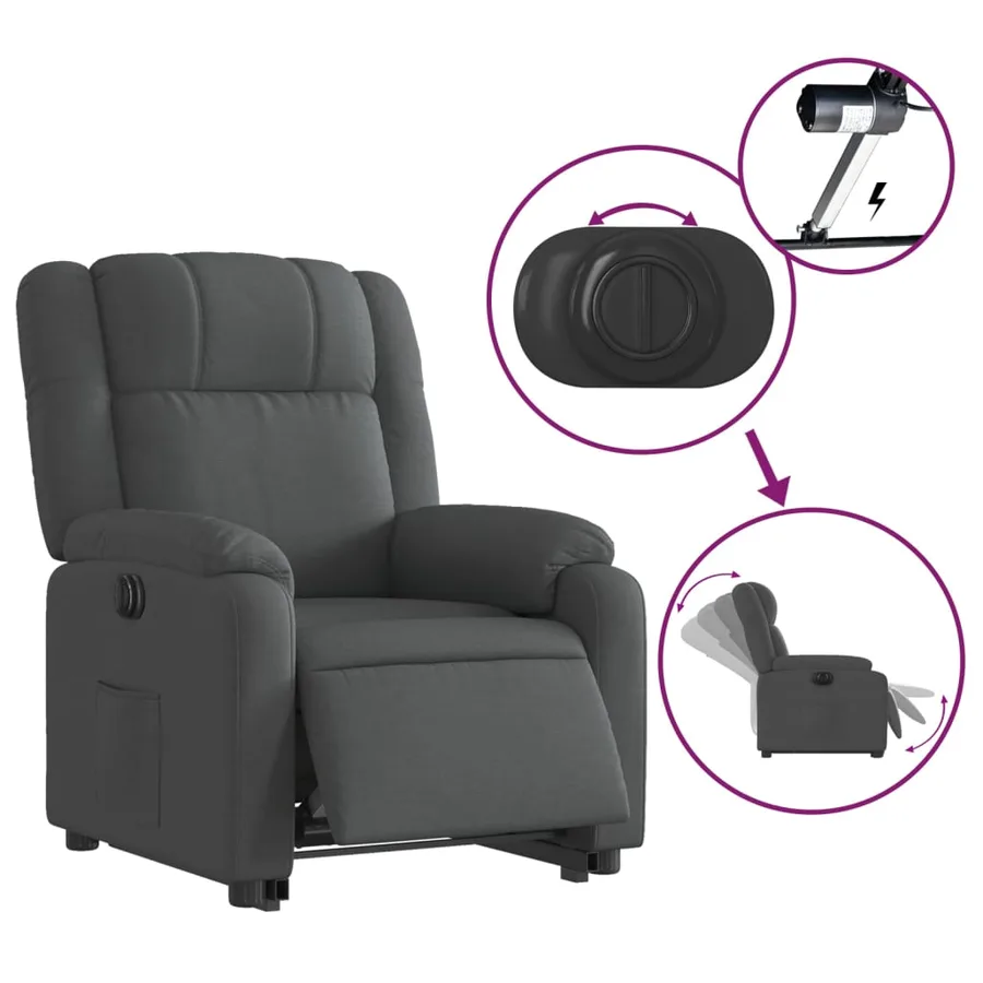 Fauteuil inclinable électrique gris foncé tissu - 6