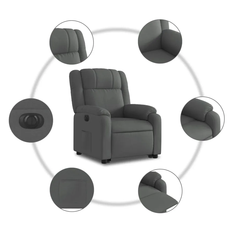 Fauteuil inclinable électrique gris foncé tissu - 8