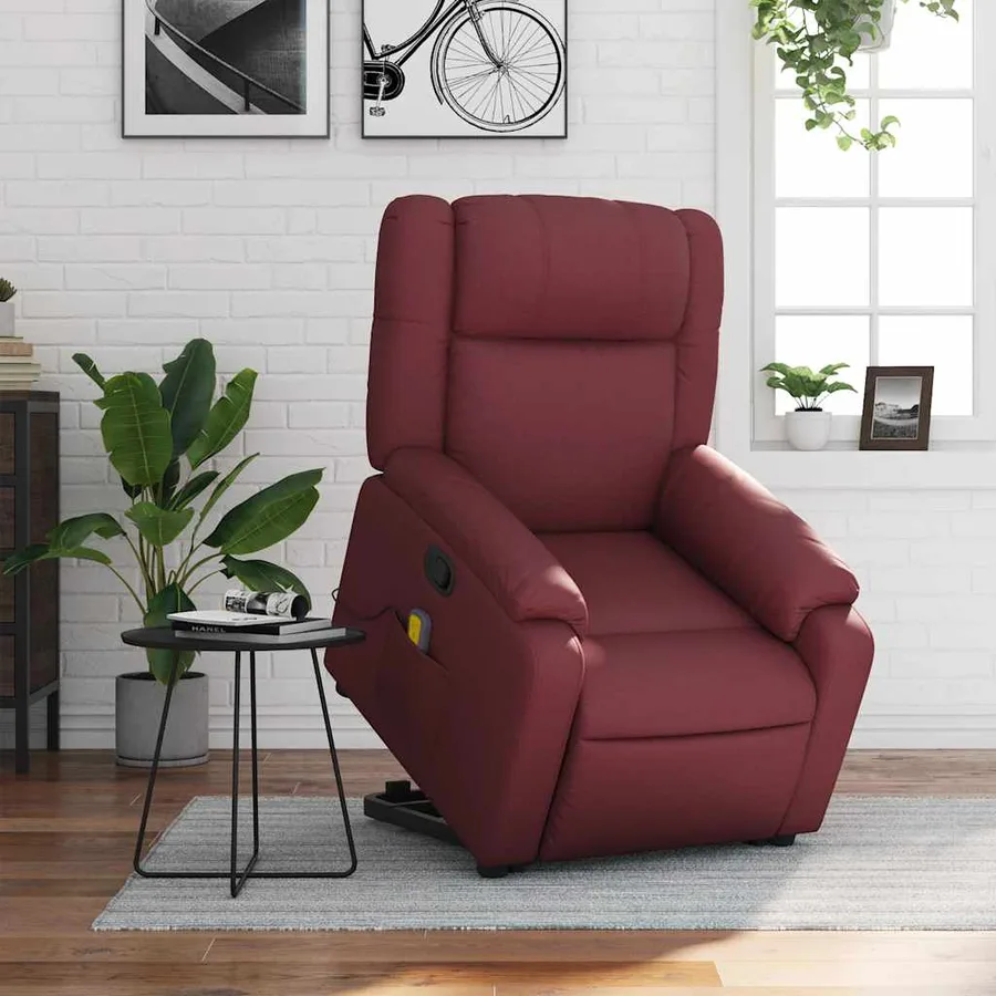 Fauteuil inclinable de massage Rouge bordeaux Similicuir - 16