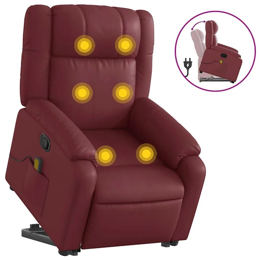 Fauteuil inclinable de massage Rouge bordeaux Similicuir - 2