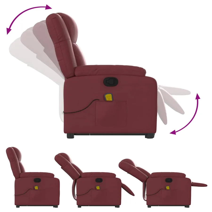 Fauteuil inclinable de massage Rouge bordeaux Similicuir - 7