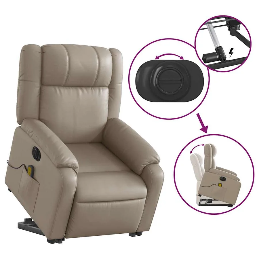 Fauteuil inclinable de massage électrique cappuccino similicuir - 11