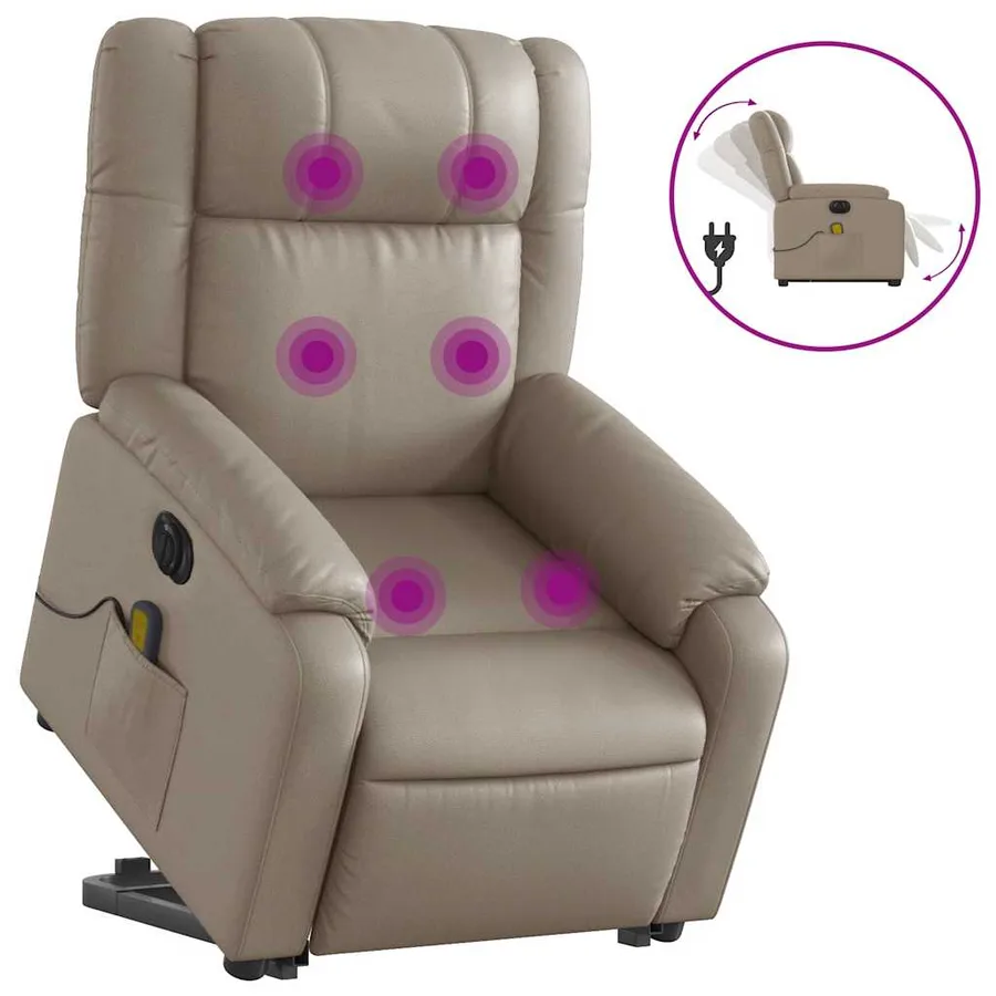Fauteuil inclinable de massage électrique cappuccino similicuir - 2
