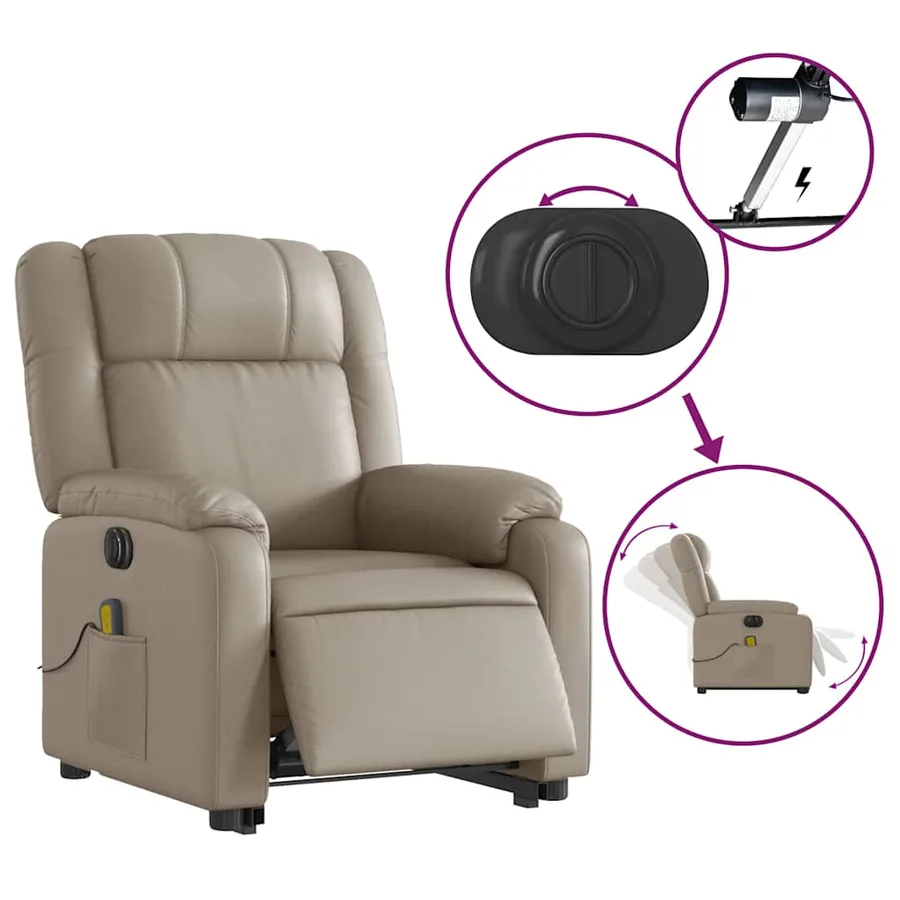 Fauteuil inclinable de massage électrique cappuccino similicuir - 6
