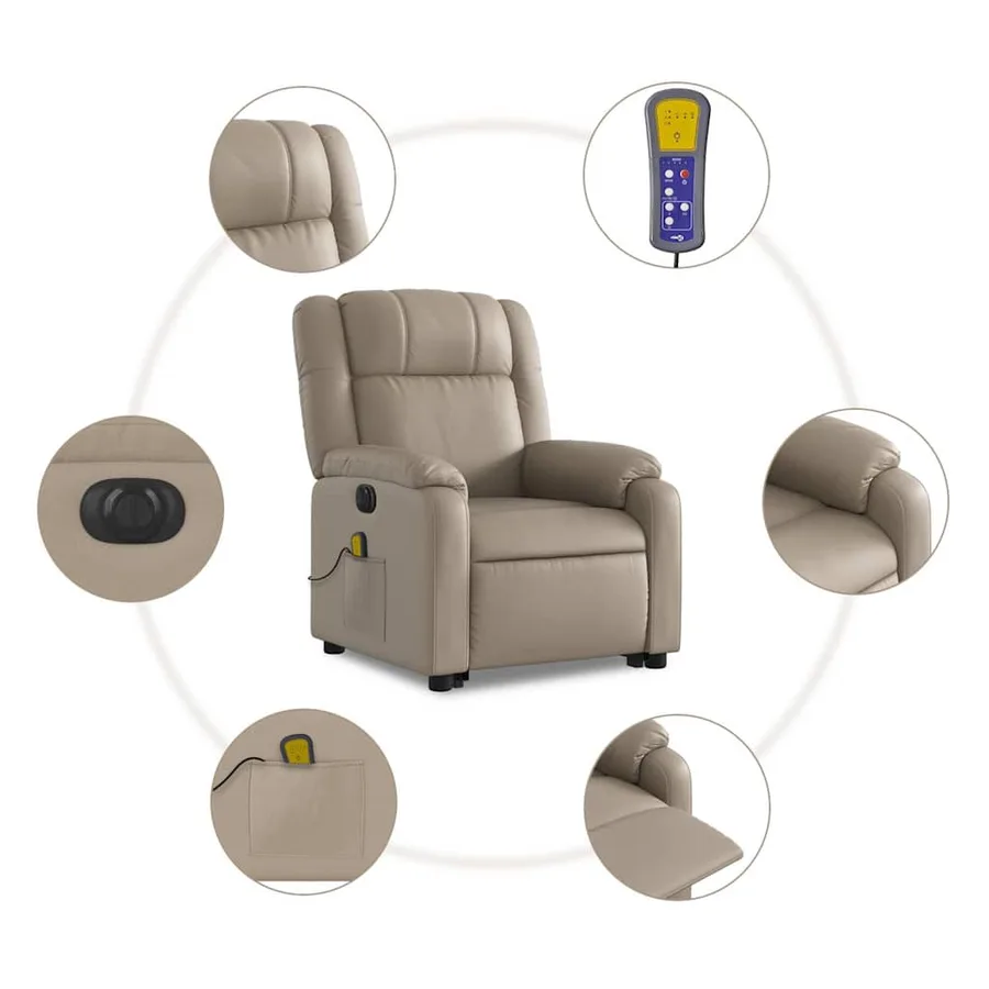 Fauteuil inclinable de massage électrique cappuccino similicuir - 8