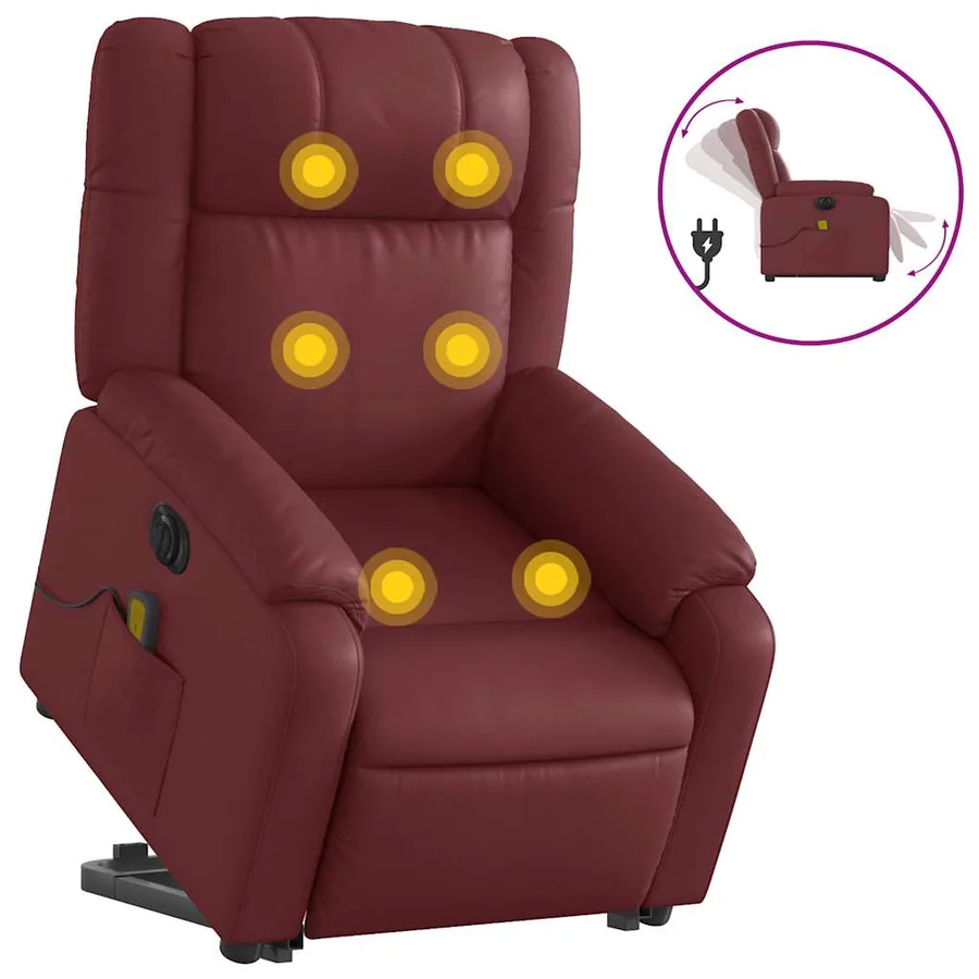 Fauteuil inclinable de massage électrique rouge bordeaux - 2