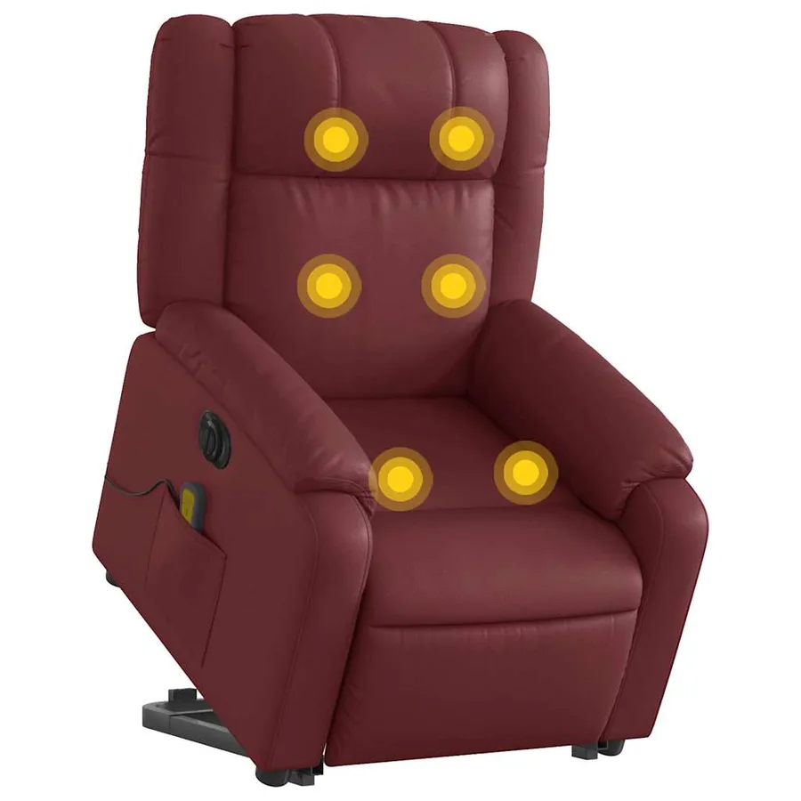 Fauteuil inclinable de massage électrique rouge bordeaux - 3