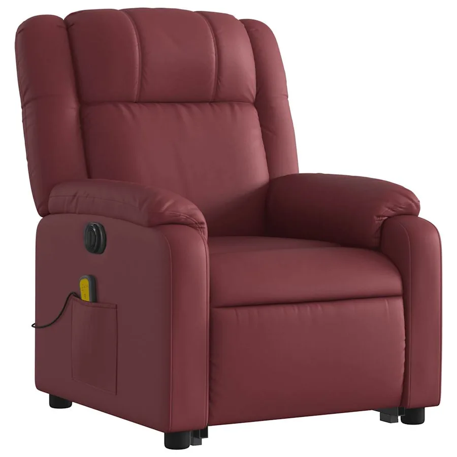 Fauteuil inclinable de massage électrique rouge bordeaux - 4
