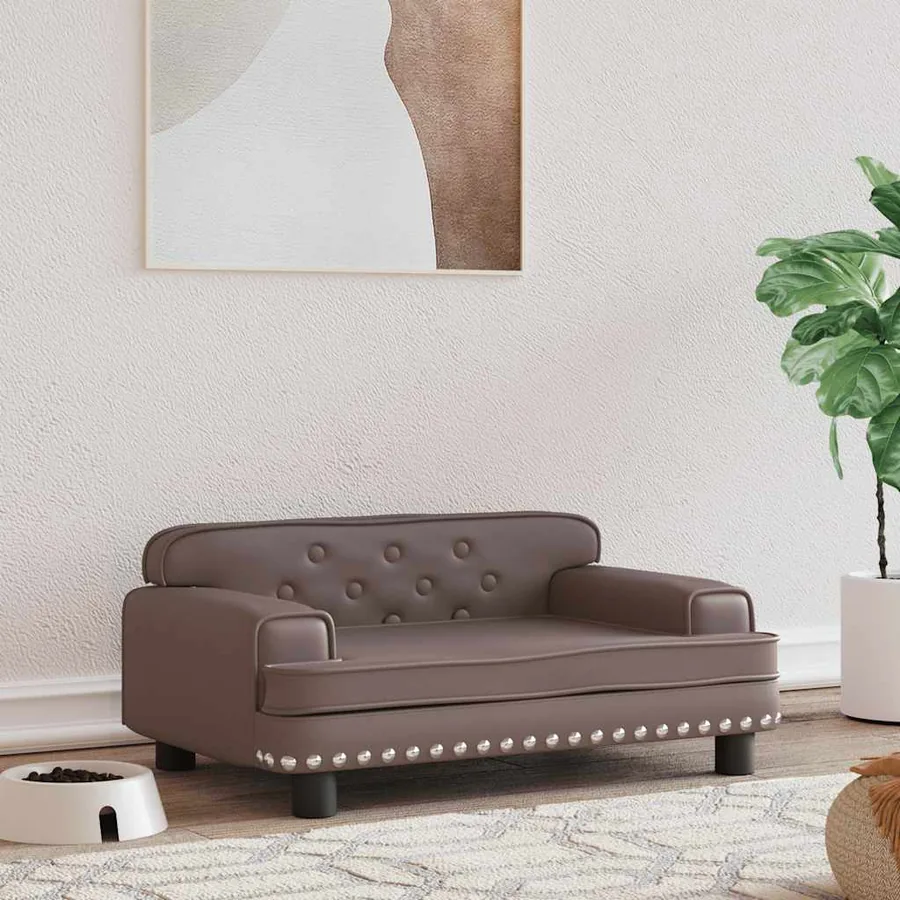Lit pour chien marron 70x45x30 cm similicuir