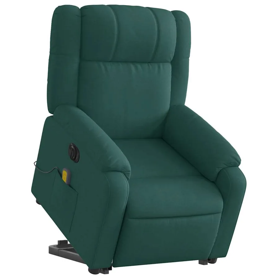 Fauteuil inclinable de massage électrique Vert foncé Tissu - 3