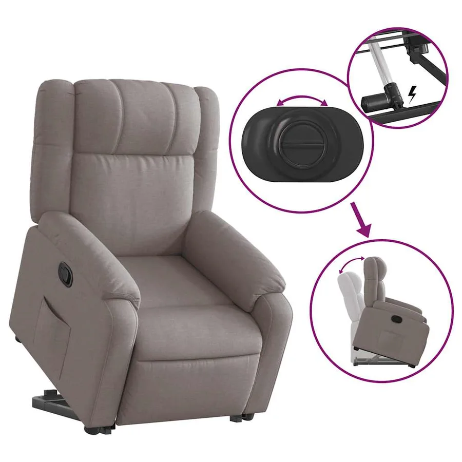 Fauteuil inclinable taupe tissu - 6