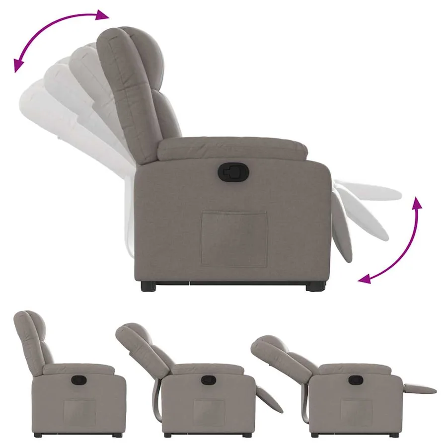 Fauteuil inclinable taupe tissu - 7