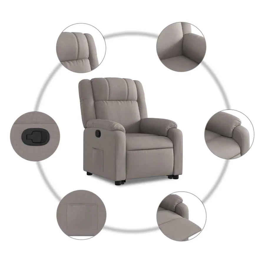 Fauteuil inclinable taupe tissu - 8