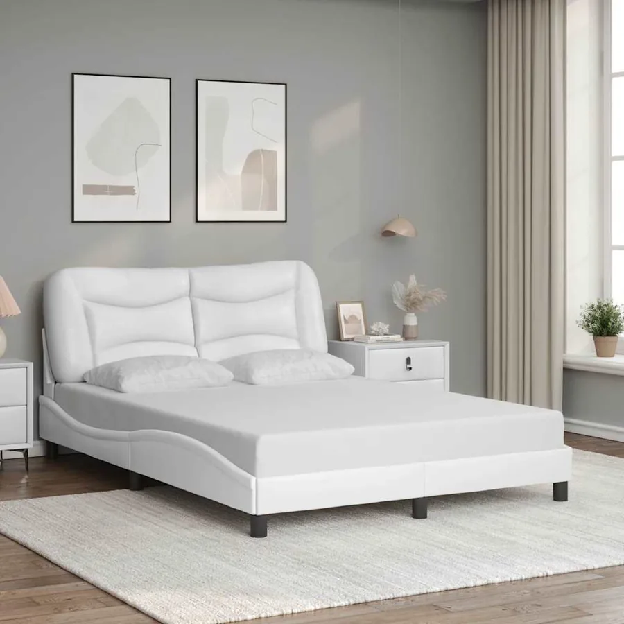 Cadre de lit sans matelas Hvar blanc 140x200 cm similicuir