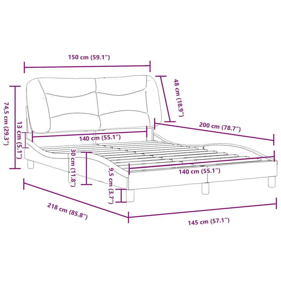 Cadre de lit sans matelas Hvar blanc 140x200 cm similicuir - 12