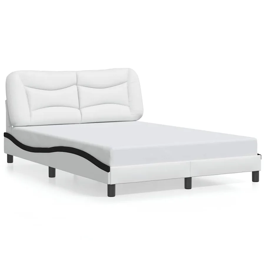 Cadre de lit sans matelas Hvar blanc et noir 140x200 cm similicuir - 2