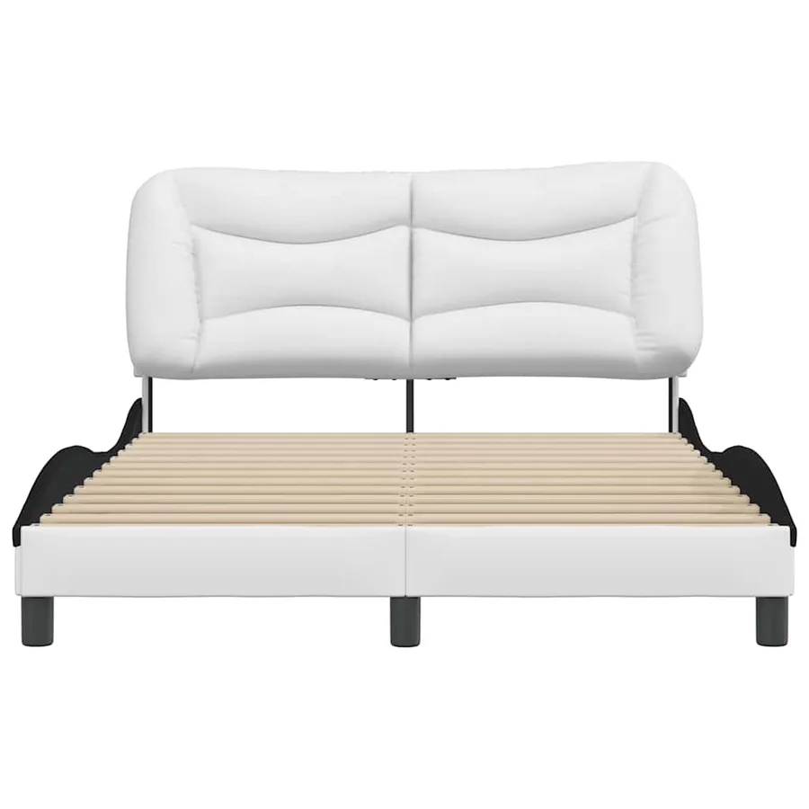 Cadre de lit sans matelas Hvar blanc et noir 140x200 cm similicuir - 4