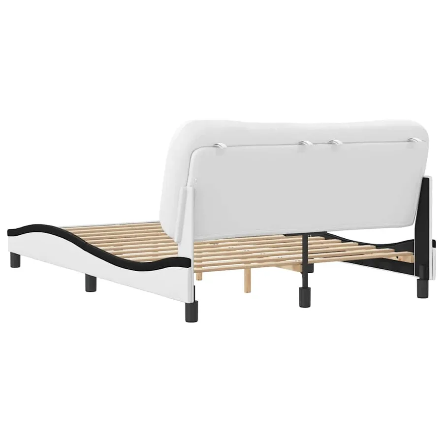 Cadre de lit sans matelas Hvar blanc et noir 140x200 cm similicuir - 6