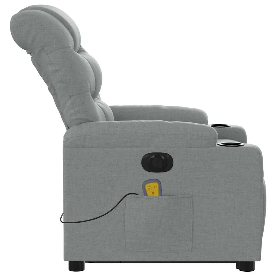 Fauteuil inclinable de massage électrique Gris clair Tissu - 10