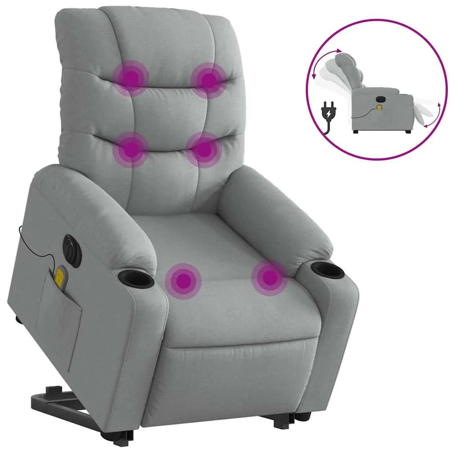 Fauteuil inclinable de massage électrique Gris clair Tissu - 2