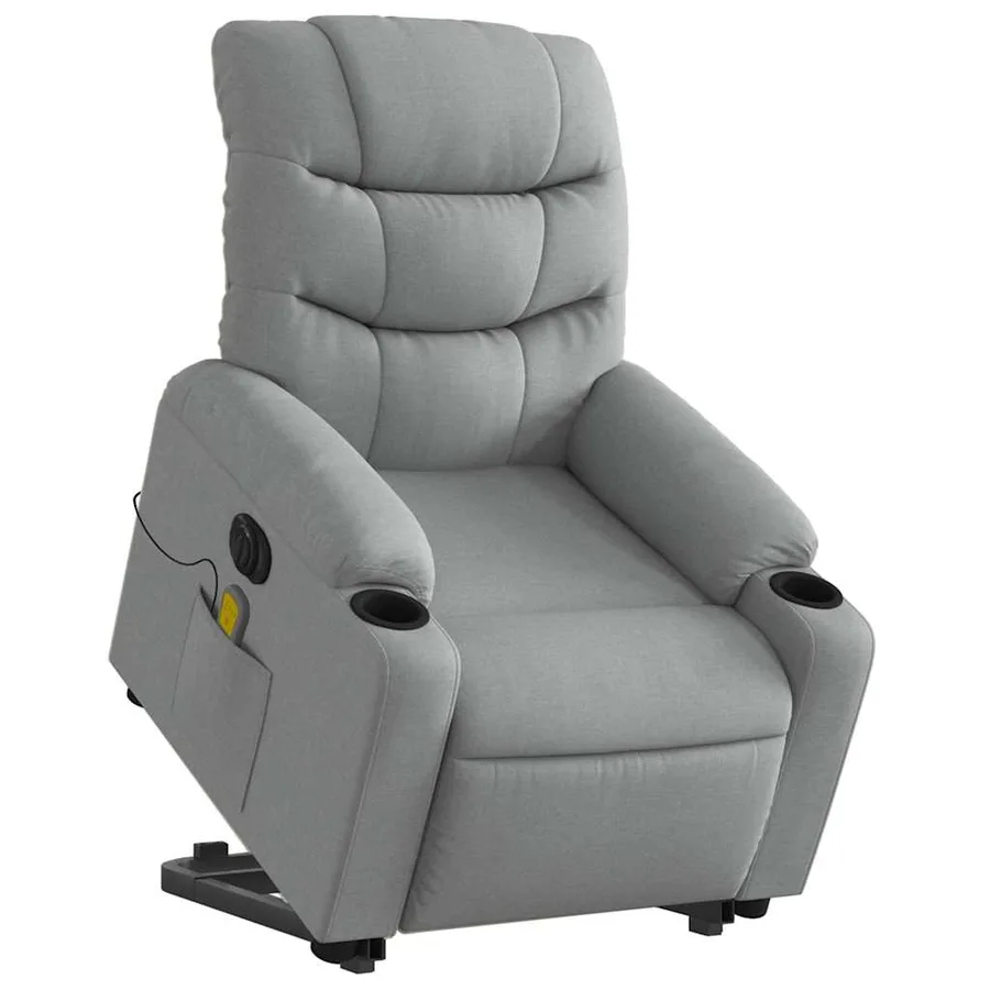 Fauteuil inclinable de massage électrique Gris clair Tissu - 3
