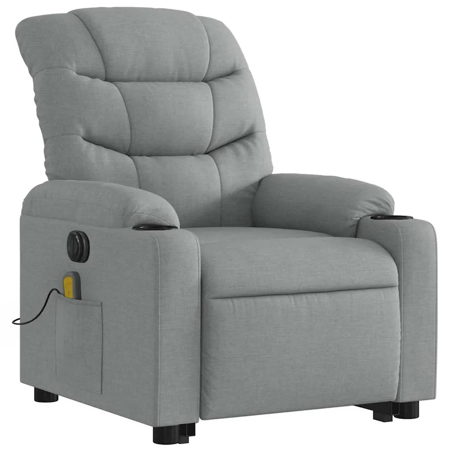 Fauteuil inclinable de massage électrique Gris clair Tissu - 4