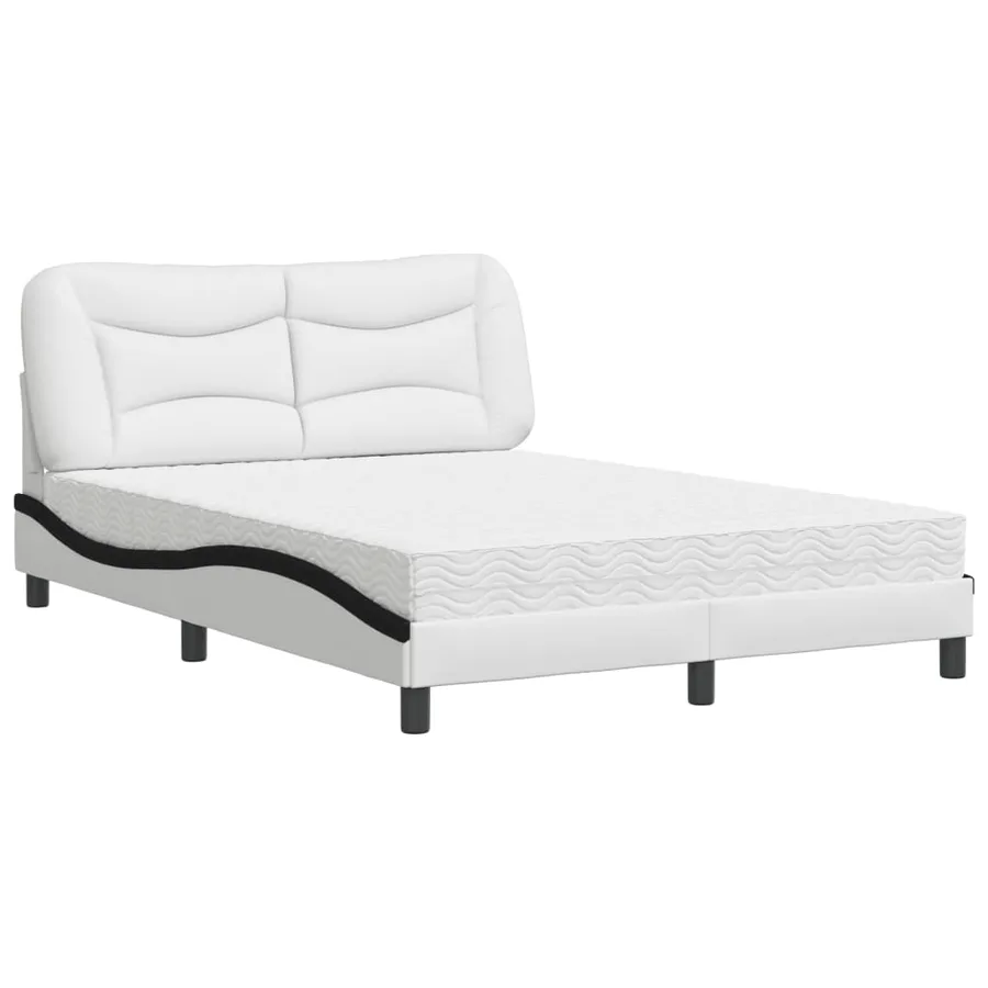 Lit avec matelas Hvar blanc et noir 140x200 cm similicuir - 2