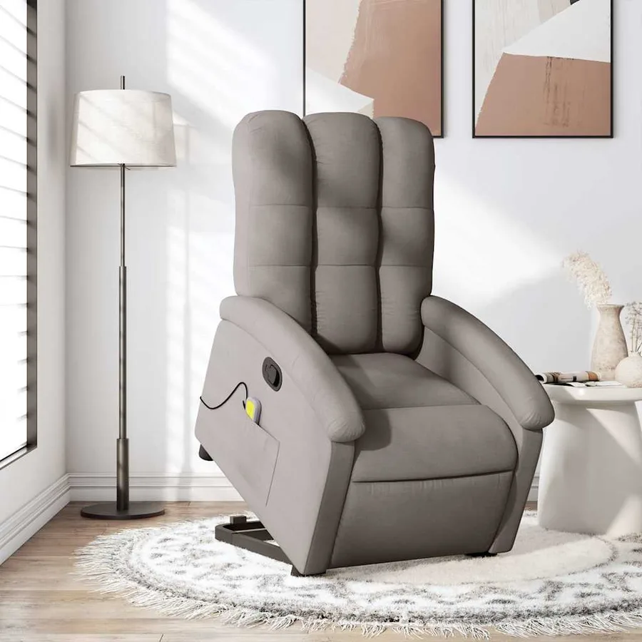 Fauteuil inclinable de massage Taupe Tissu - 16