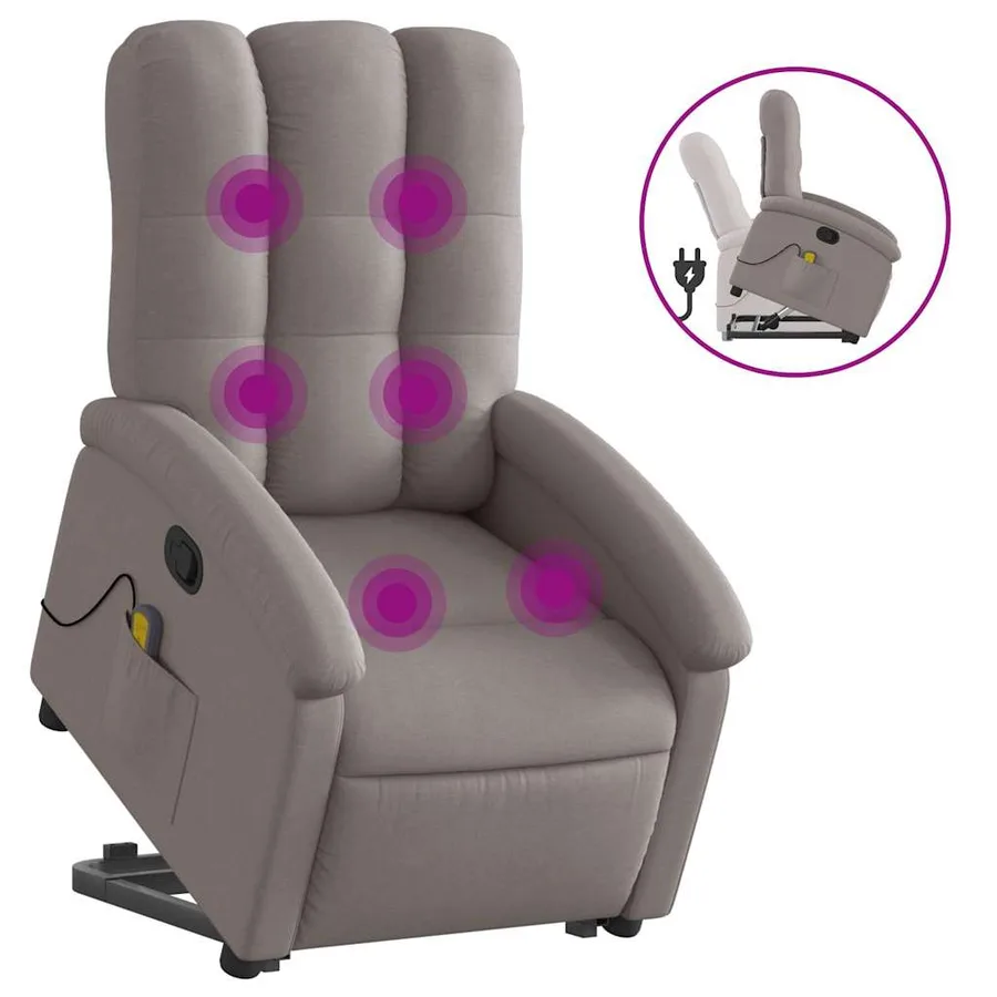 Fauteuil inclinable de massage Taupe Tissu - 2