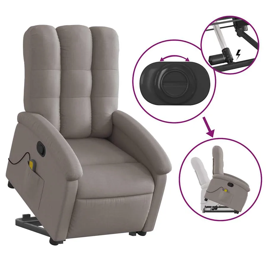 Fauteuil inclinable de massage Taupe Tissu - 6