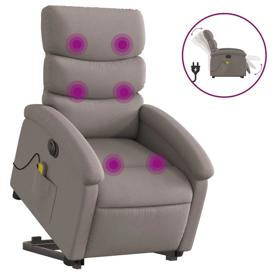 Fauteuil inclinable de massage électrique Taupe Tissu - 2