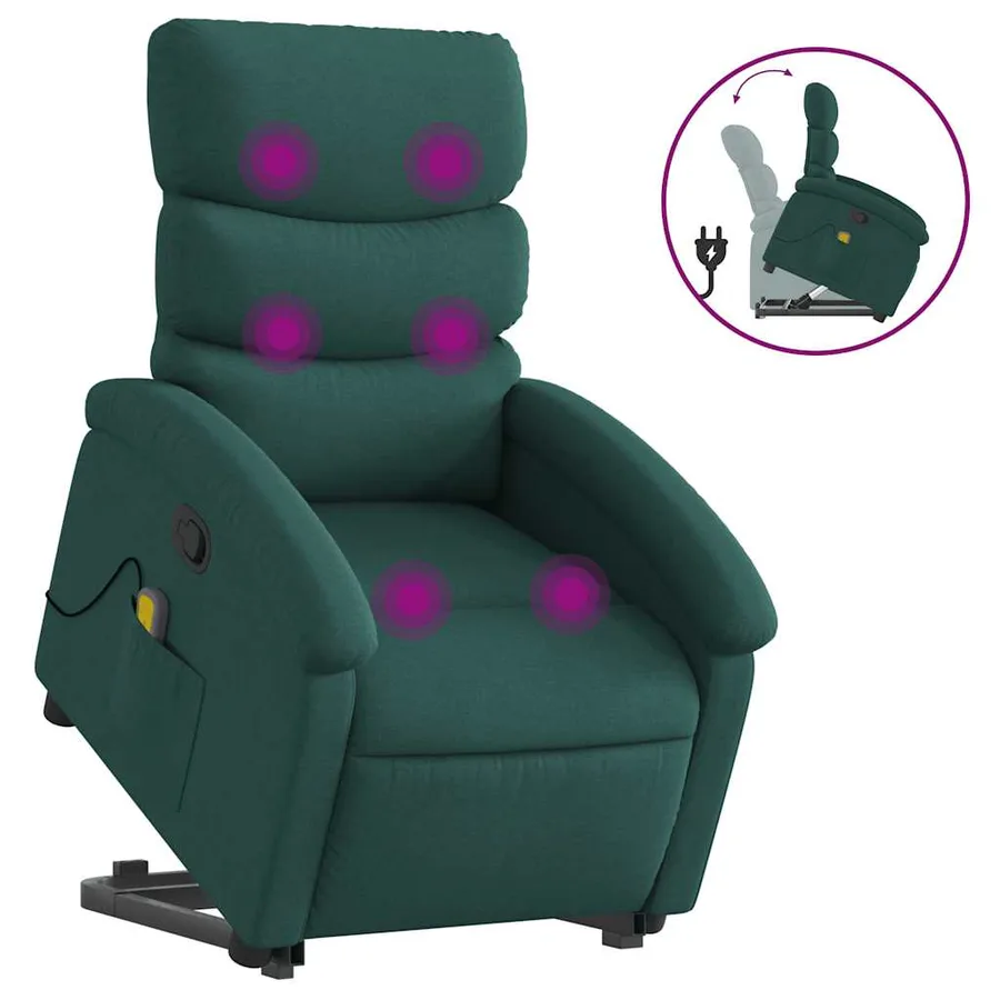 Fauteuil inclinable de massage Vert foncé Tissu - 2