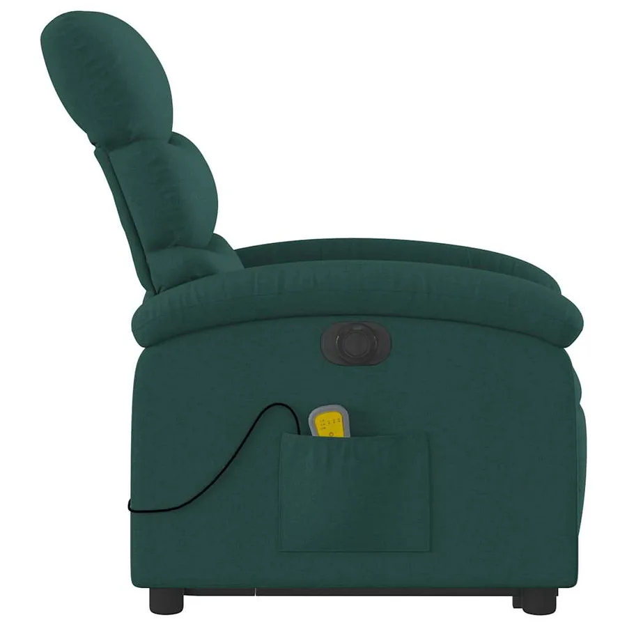 Fauteuil inclinable de massage électrique Vert foncé Tissu - 10